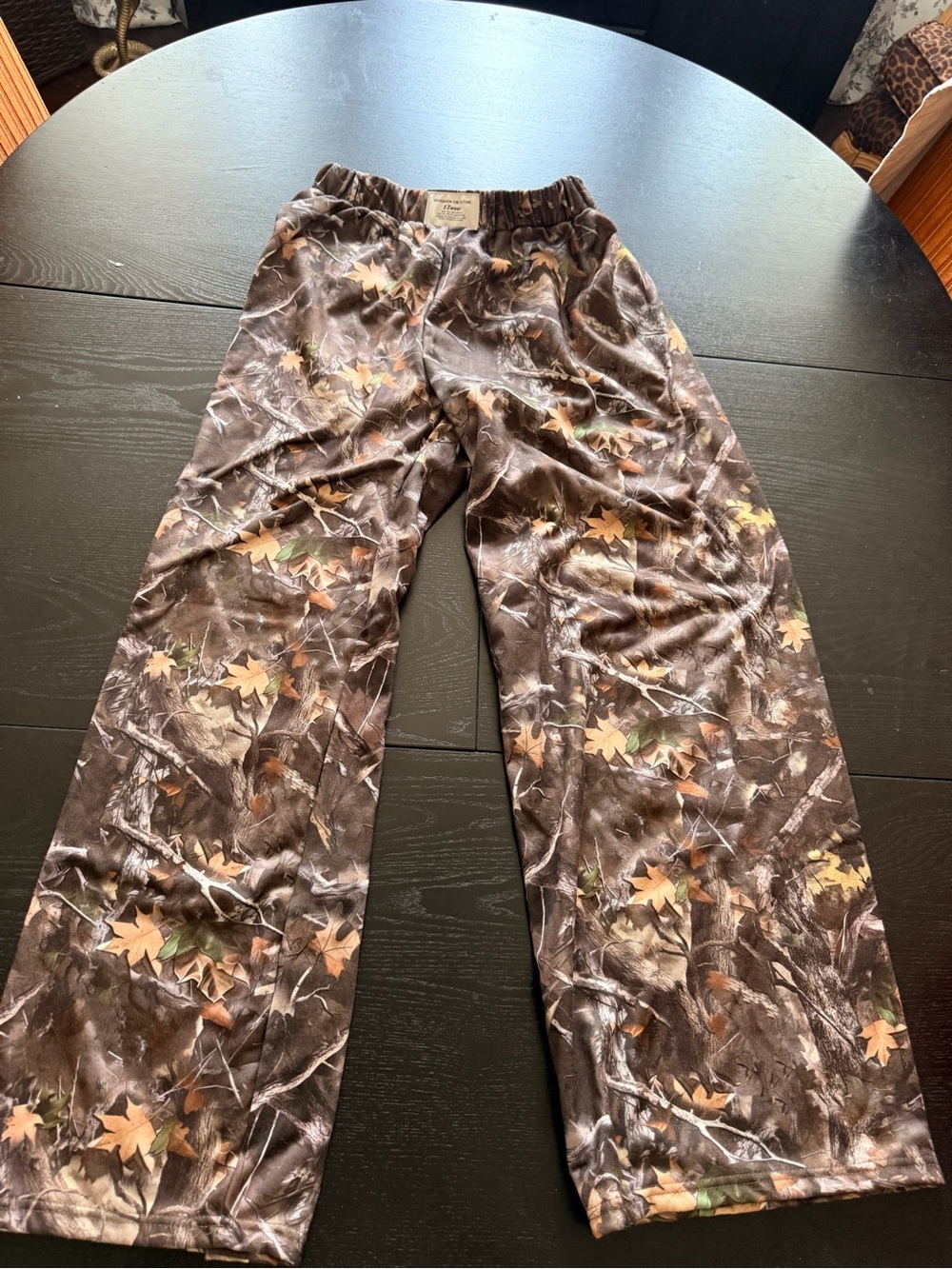 Wide Leg Women's Pants in Brown Leaf Print